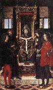 St Ambrose with Saints fdghf BORGOGNONE, Ambrogio